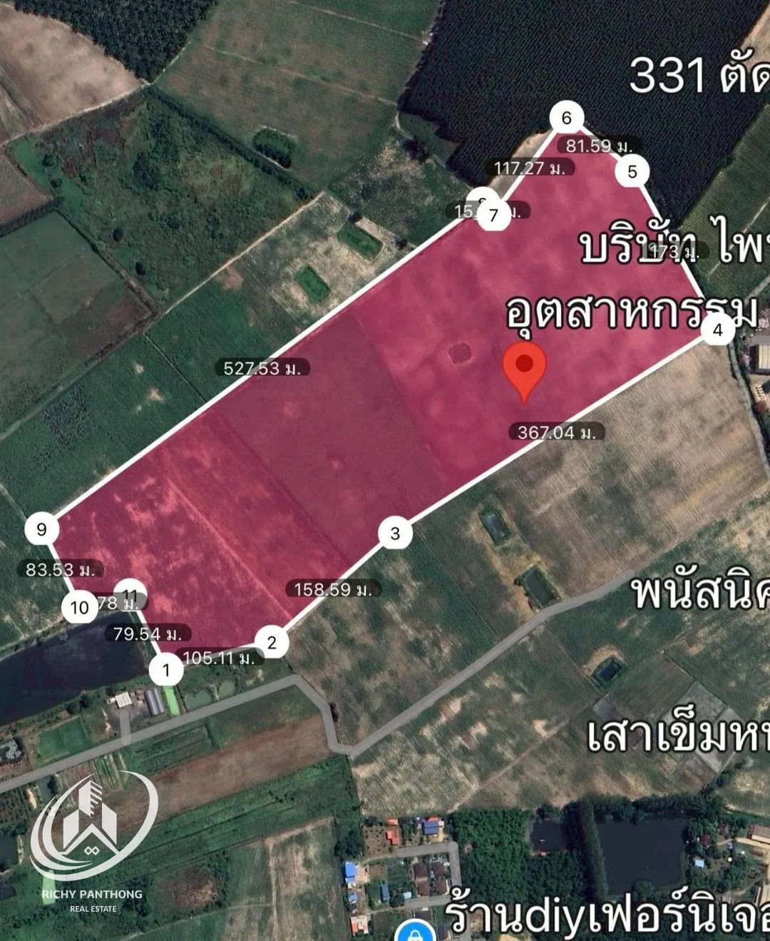 ขายที่ดินเปล่า 86-1-42 ไร่ (ใกล้ถนนเส้น 331) ต.หมอนนาง อ.พนัสนิคม จ.ชลบุรี - 3