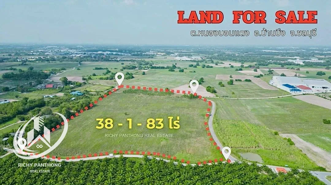 ขายที่ดินเปล่า 38-1-83 ไร่ ต.หนองบอนแดง อ.บ้านบึง จ.ชลบุรี