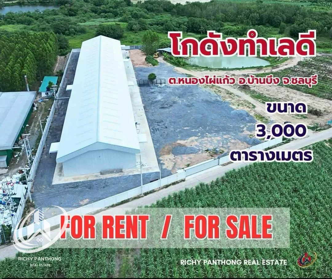 โกดังให้เช่า/ขาย 1,000 - 3,000 ตารางเมตร (ใกล้ถนนเส้น 331) ต.หนองไผ่แก้ว อ.บ้านบึง จ.ชลบุรี